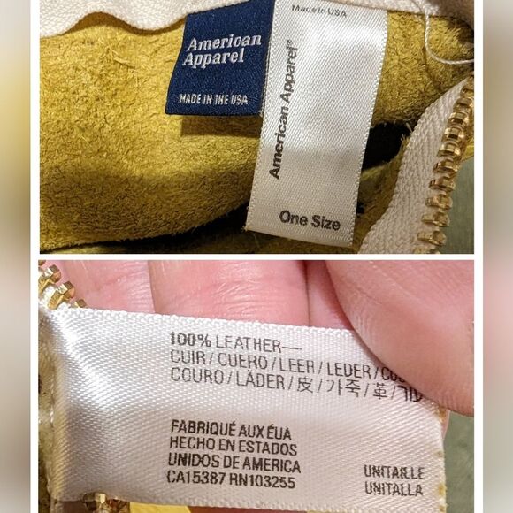 American Apparel leather Yellow clutch cosmetic bag makeup case wallet purse - Picture 5 of 11